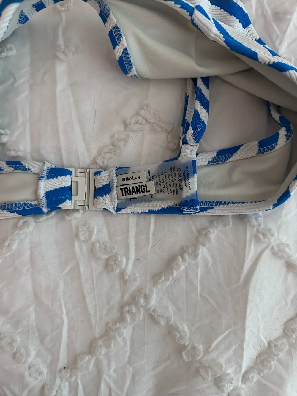 Triangl Swimwear Blue and White Zebra-Pattern Bikini Top & Bottom
